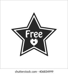 Sale free star heart  sign simple icon on background