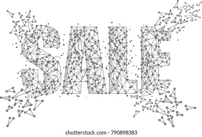 Sale. Funnel low poly wireframe isolated black on white background. Abstract mash line and point origami. Vector illustration. Big datta or sales funnel concept with geometry triangle.