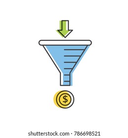 Sale Funnel Vector Line Icon. Internet Marketing Strategy Concept.