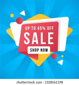 Sale Geometric Banner Template Background. Colorful Poster for Discount. Vector Illustration