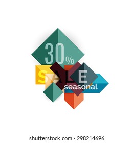 Sale geometric shapes banner with text. Web button or message for online web site, presentation or application