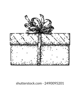 sale gift box hand drawn. ribbon surprise, red card, xmas happy sale gift box vector sketch. isolated black illustration