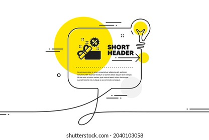 Sale gift box icon. Continuous line idea chat bubble banner. Shopping discounts sign. Clearance symbol. Sale icon in chat message. Talk comment light bulb background. Vector