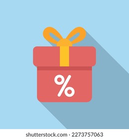 Sale gift box icon flat vector. Digital business. Target market