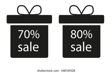 Sale gift box tag icons. Discount special offer symbols