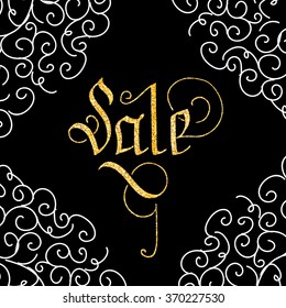 Sale of glitter golden hand lettering. Vector illustration for your design