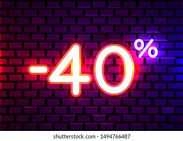 Sale glowing neon sign. Light vector background for your advertise, discounts and business. Vector illustration
