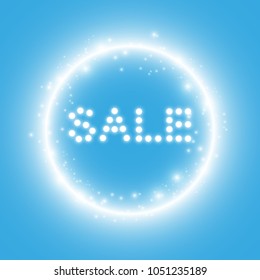 Sale glowing sign on the transparent background. Light vector background for your advertise, discounts and business.