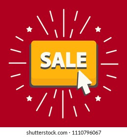 Sale gold button with cursor design icon vector illustration