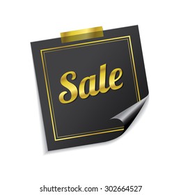 Sale Golden Sticky Notes Vector Icon Design