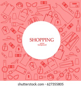 Sale, goods, products, shopping, clothing, footwear, accessories, cosmetics, vector illustration on shopping theme, vector background