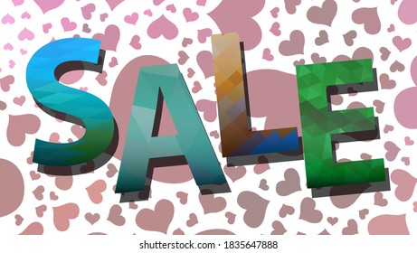 Sale. Great color inscription. Graphic design, colorful abstract background. Vector illustration.