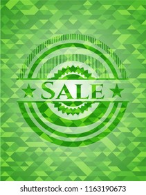 Sale green emblem with mosaic ecological style background