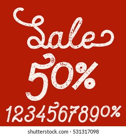 sale grunge lettering. sale numbers.