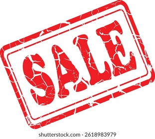 Sale Grunge Rubber Stamp in Red on White Background. Perfect for business documents, office use, administrative purposes, and graphic design projects.