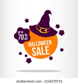sale of halloween illustrations. autumn celebration. witch hat element. modern design.