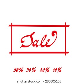 Sale- hand drawn calligraphic lettering (sign, icon)