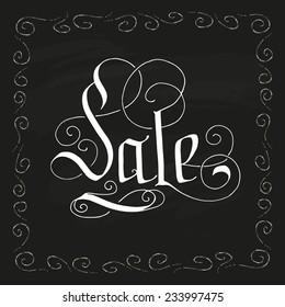 Sale hand drawn design on chalkboard