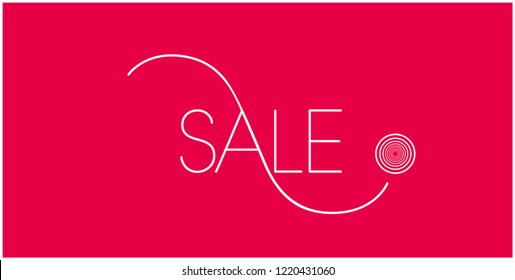 Sale - hand drawn lettering in minimalistic style; white letters on red background. Vector illustration for prints, stickers, banners, posters, flyers, discount shopping, commerce, online stores, web.