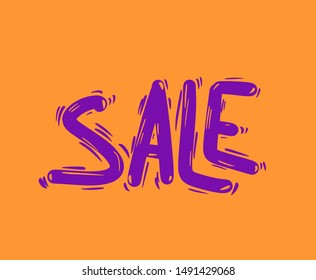 Sale hand drawn quote. Vector stylized brush word.