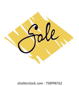 Sale hand drawn word black ink sign on white isolatd background Vector illustration