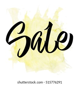 Sale. Hand lettering. Calligraphy. Watercolor