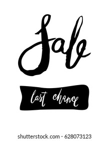 Sale Hand lettering Design Template. Typography Vector Background. Handmade calligraphy. Brush lettering composition.