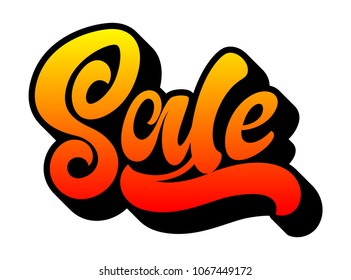 Sale. Hand lettering for logo, poster, banner. Vector calligraphy. Typography poster. Bright colorful word Sale.