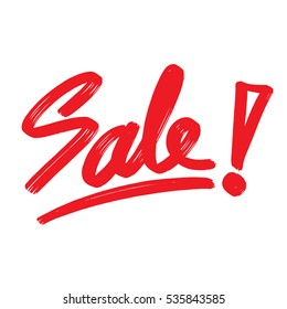 Sale handwritten ink lettering. Isolated calligraphic  for promotion banners, tags, stickers or discount cards. Vector illustration