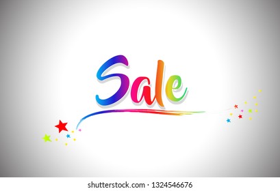 Sale Handwritten Word Text with Rainbow Colors and Vibrant Swoosh Design Vector Illustration.