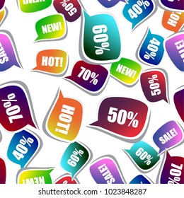 Sale hang tag seamless pattern background. Business flat vector illustration. Business sale label symbol pattern.