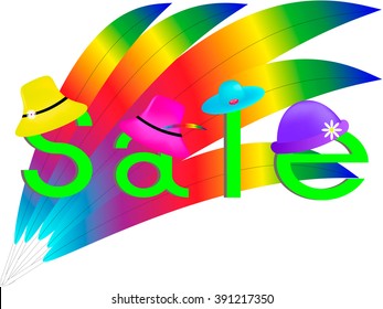 sale hats / the letters dressed in caps; sale hats at discounted prices; a large selection of hats at a discount; 