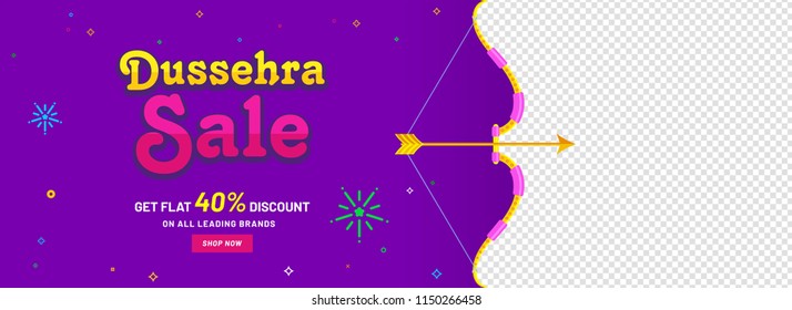 Sale header or banner design for Dussehra festival concept with 40% discount offer and space given for your product image. Sale header or banner design for Dussehra festival concept with 40% discount offer and space given for your product image.