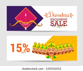 Sale Header Or Sale Banner For Dussehra Celebration.