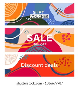 Sale header or banner with space for text on abstract colorful background. Good for website, social media, email, print, ads design and promotional material. Elegant sale and discount promo background