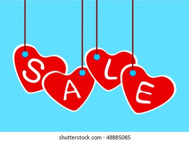 Sale heart shape tags for Valentine's day, Vector Illustration