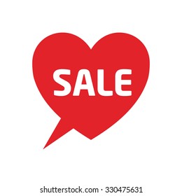 Sale heart speech bubble, vector