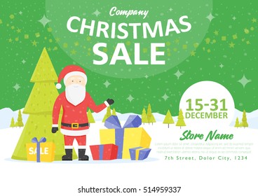 Sale holiday website banner templates. Christmas and New Year illustrations for social media banners, posters, email and newsletter designs, ads, promotional material.