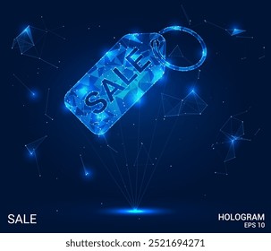 Venta de holograma hecho de polígonos y líneas. Un diseño low-poly que simboliza descuentos y promociones en un concepto elegante y moderno basado en el Vector.