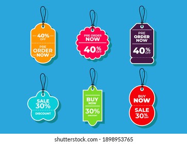 Sale horizontal labels and price tag, selling card and discount sticker. Best offer vector templates on a light background