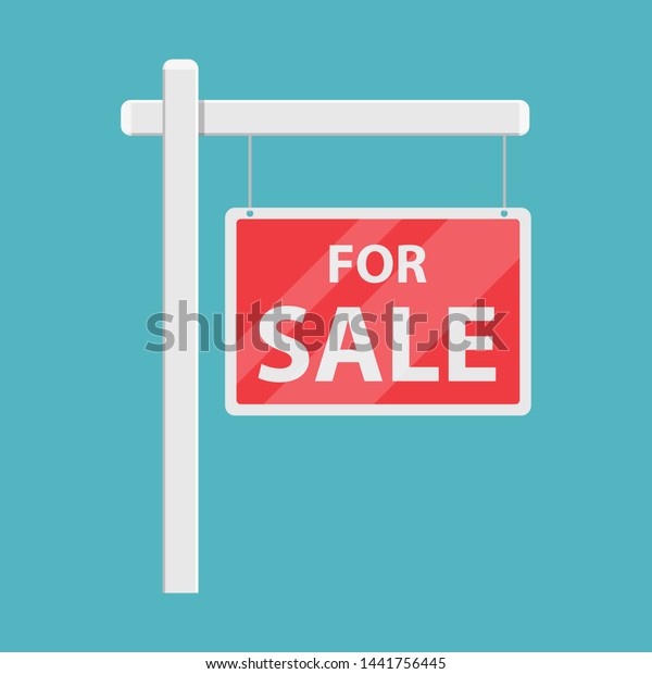 For sale house sign vector design illustration\
isolated on blue\
background