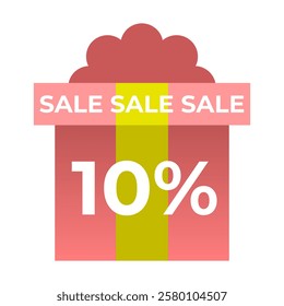 Sale icon 10% gift
Gift vector icon with discount percentage on white background