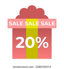 Sale icon 20% gift
Gift vector icon with discount percentage on white background