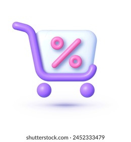 Sale icon in 3d style. Online sale. 3d promo icon vector render illustration