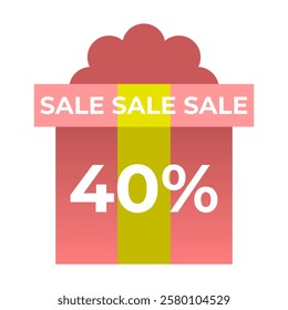 Sale icon 40% gift
Gift vector icon with discount percentage on white background