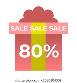 Sale icon 80% gift
Gift vector icon with discount percentage on white background