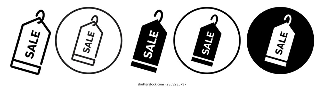 Sale Icon. Big hot buy discount offer in holyday season for customer to purchase item. Vector set of product price flat coupon hanging tag. Flat outline of promotional paper card deal for retail sell