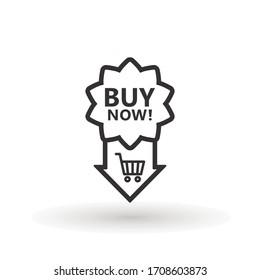 Sale icon : buy now signage. arrow buy now icon button in vector file isolated on white background.