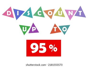 Sale icon up to certain percent off with triangle shape. Marketing with discount offer.