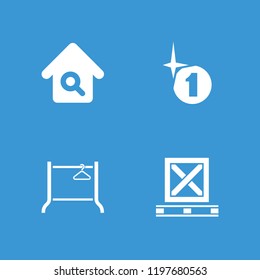 Sale icon. collection of 4 sale filled icons such as home search, explosion, hanger. editable sale icons for web and mobile.